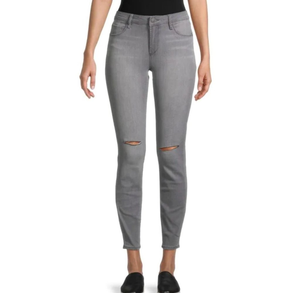 Articles of Society Gray Sarah Skinny Ripped Knee Ankle Jeans Baldy Wash Size 29